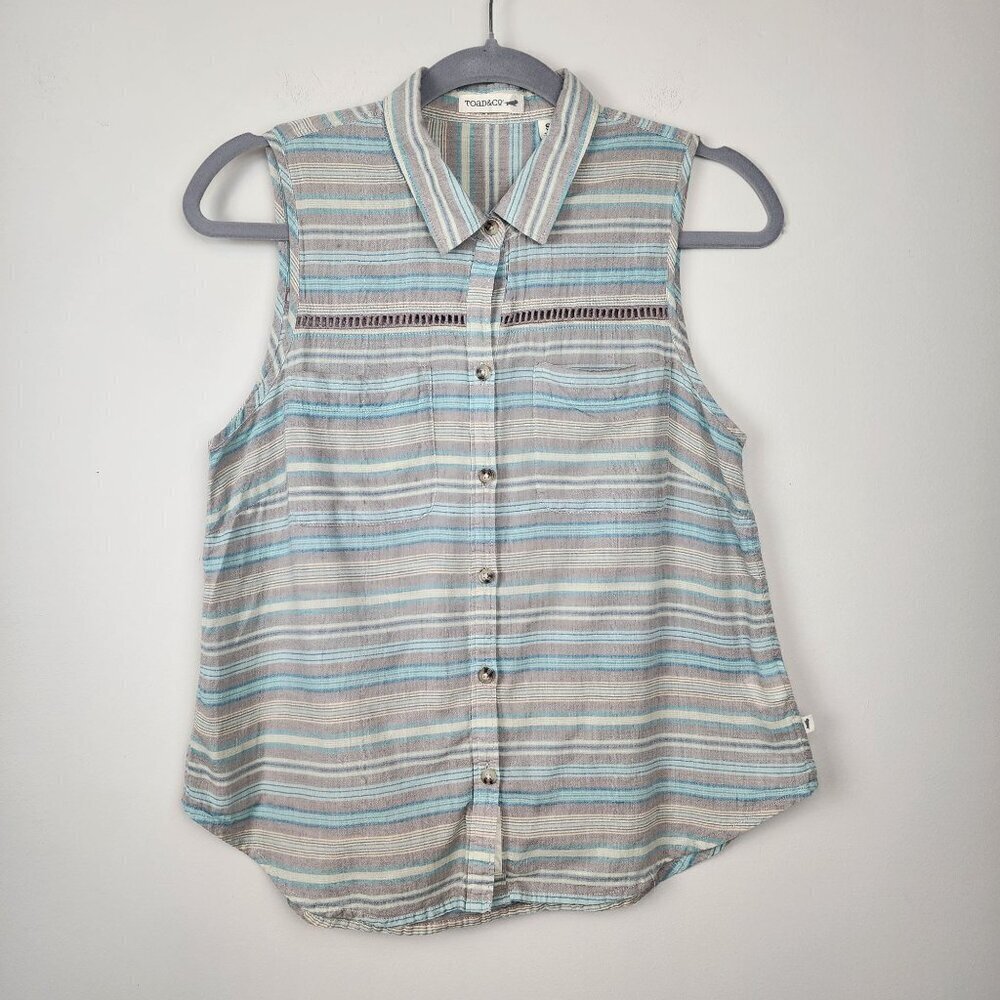 Toad & Co sz S  women Airbrush sleeveless top deco shirt  lightweight
